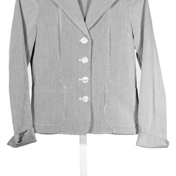 Ralph Lauren Womens Blazer Gray White Striped Stretch Career Work Suit Jacket PP - Picture 6 of 9